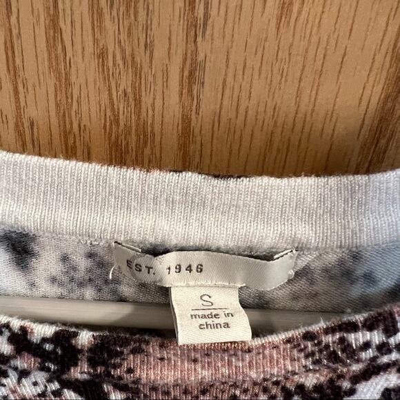 C Est 1946 Snakeskin Front Wrap Knot Top Women's Size Small White & Brown - Picture 5 of 7